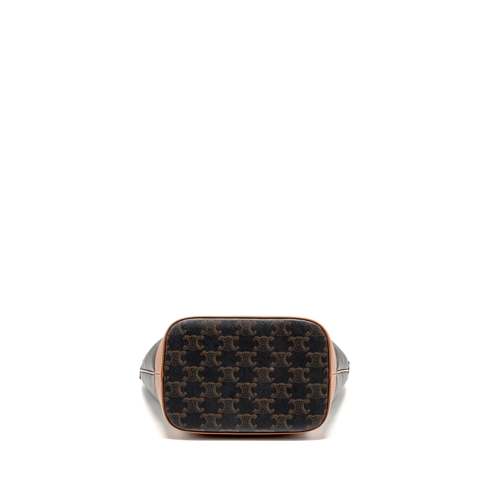 CELINE SMALL BUCKET BAG TRIOMPHE CANVAS / CALFSKIN TAN GHW