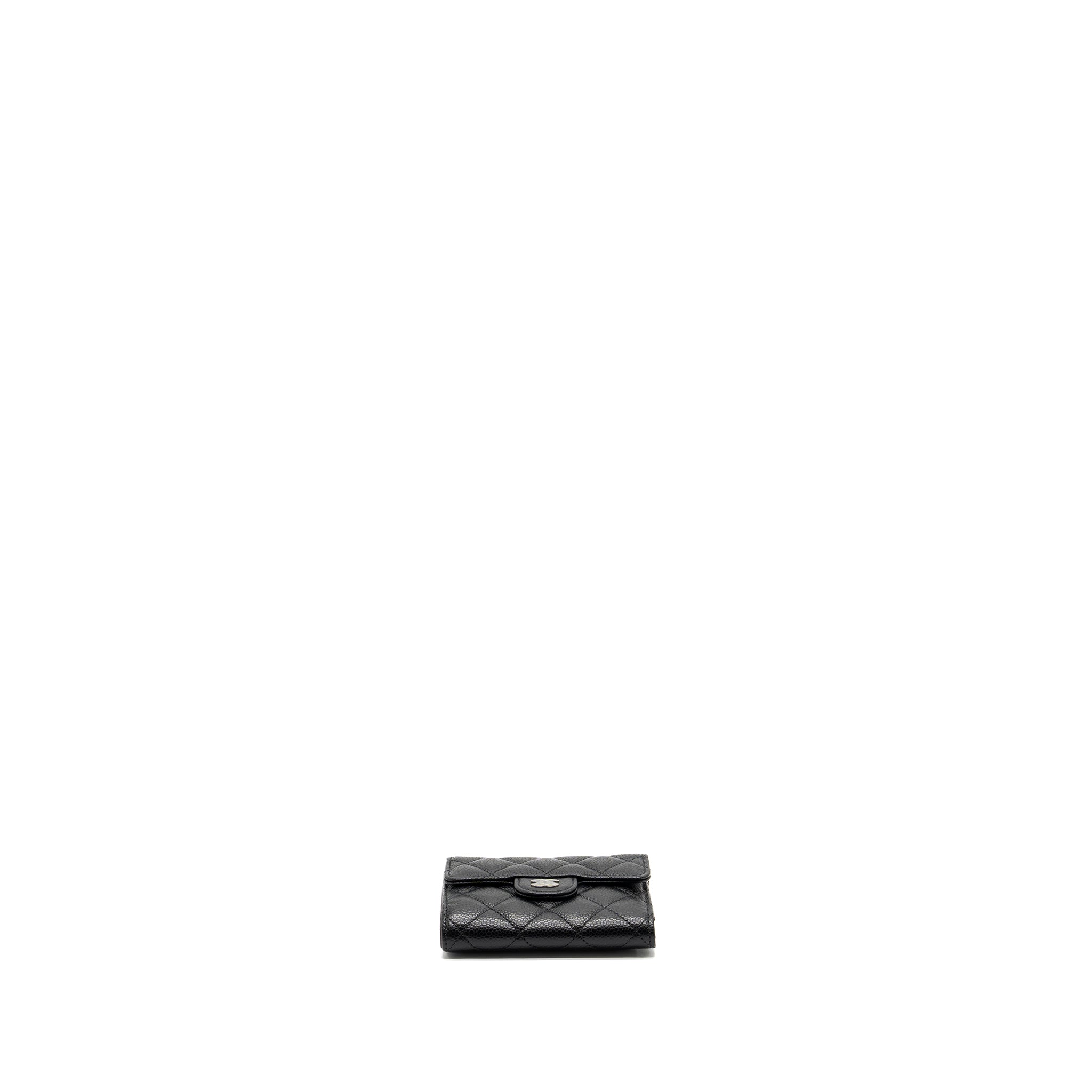 CHANEL CLASSIC COMPACT WALLET CAVIAR BLACK SHW (MICROCHIP)
