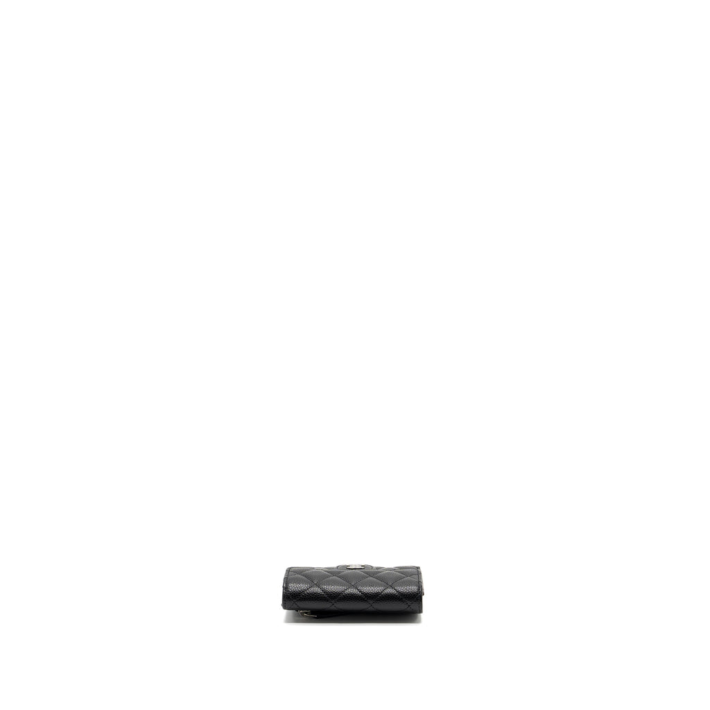 CHANEL CLASSIC COMPACT WALLET CAVIAR BLACK SHW (MICROCHIP)