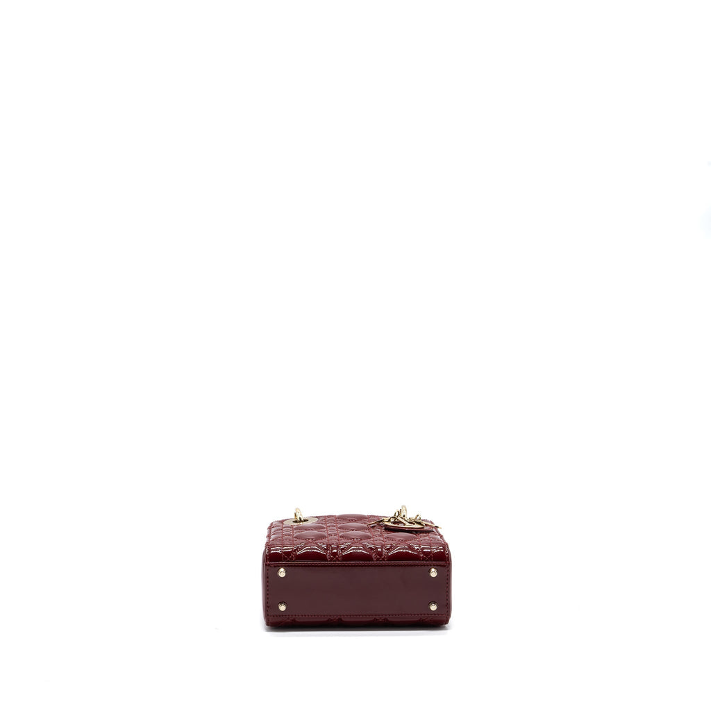 DIOR MINI LADY DIOR PATENT CALFSKIN RED LGHW
