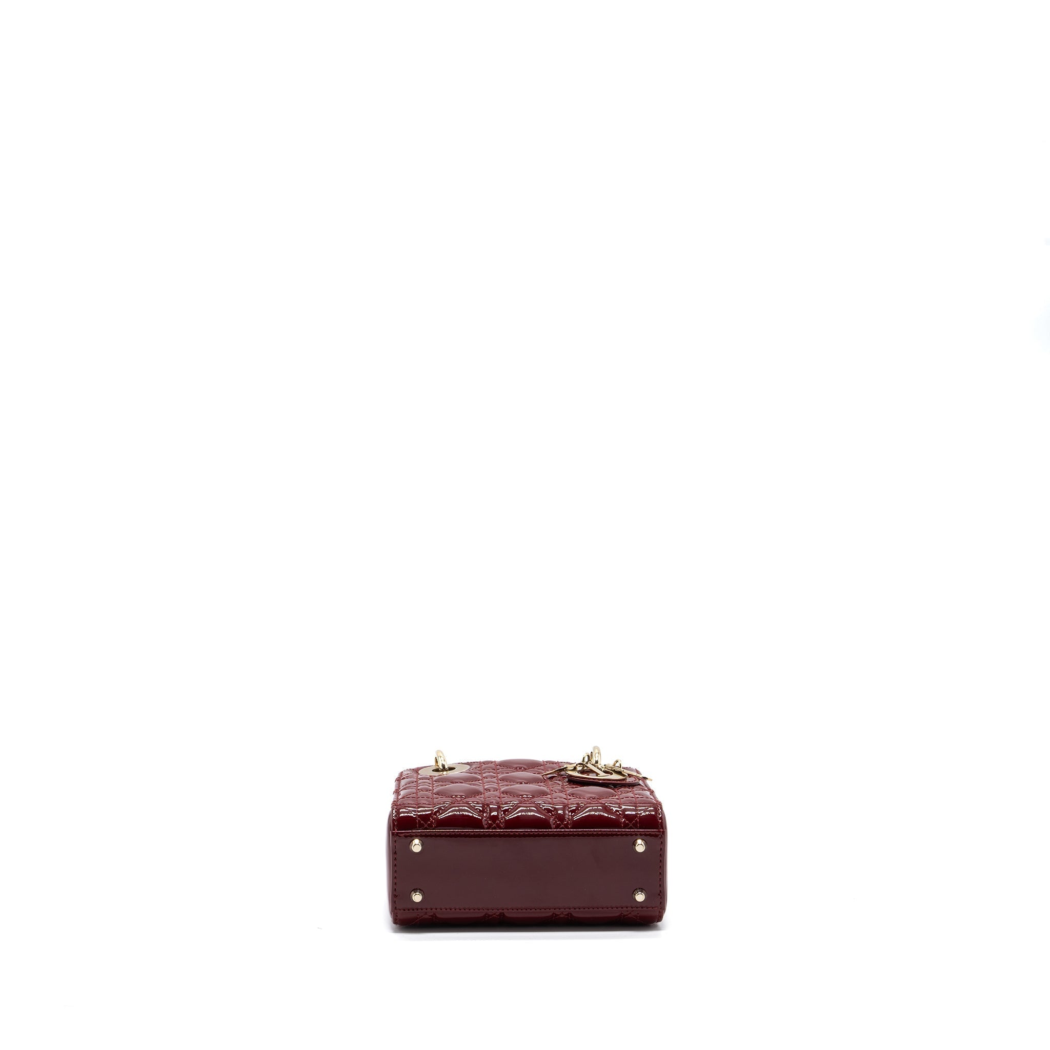DIOR MINI LADY DIOR PATENT CALFSKIN RED LGHW