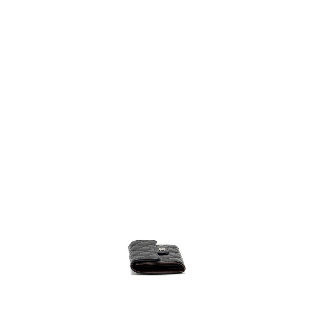 CHANEL CLASSIC COMPACT WALLET CAVIAR BLACK SHW (MICROCHIP)