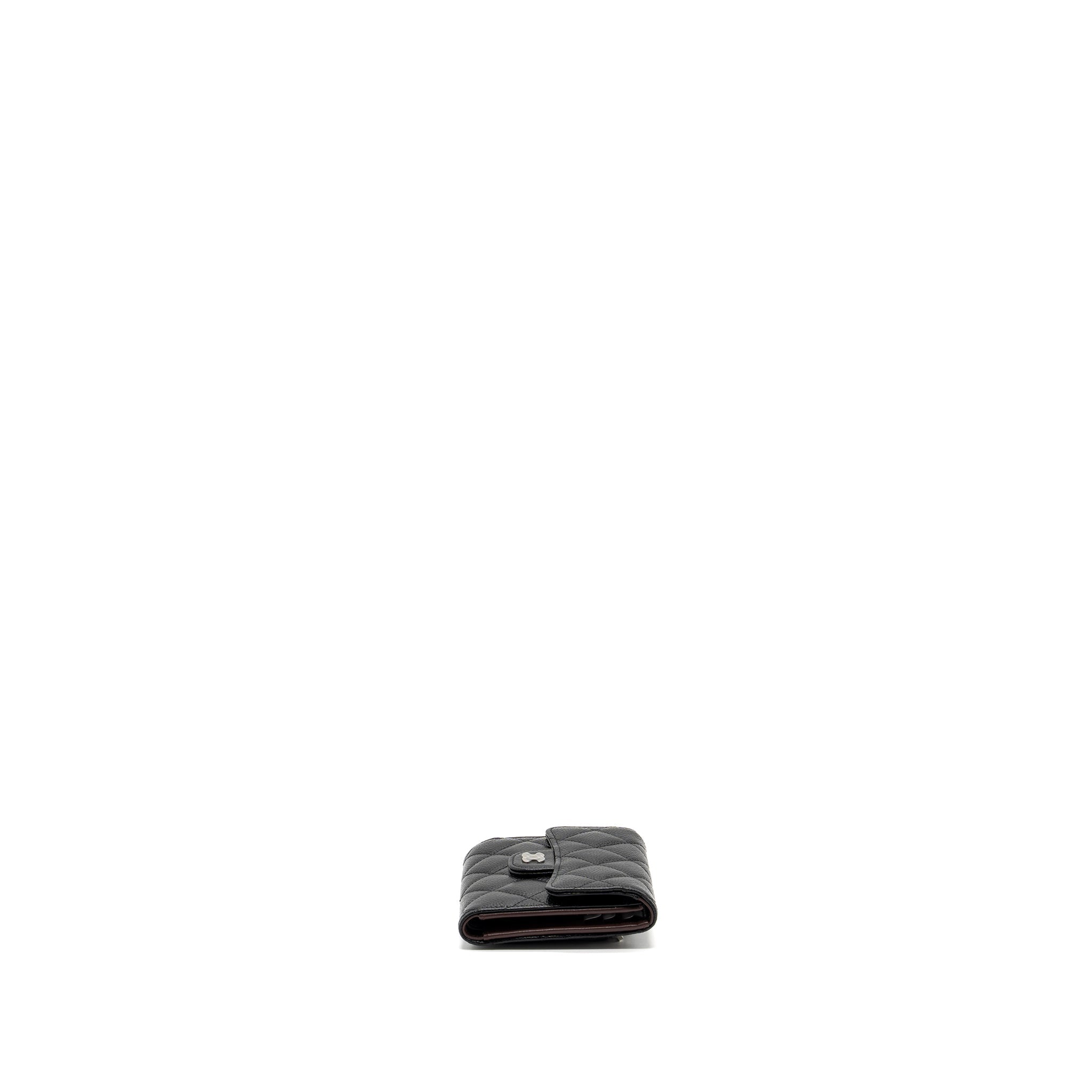CHANEL CLASSIC COMPACT WALLET CAVIAR BLACK SHW (MICROCHIP)