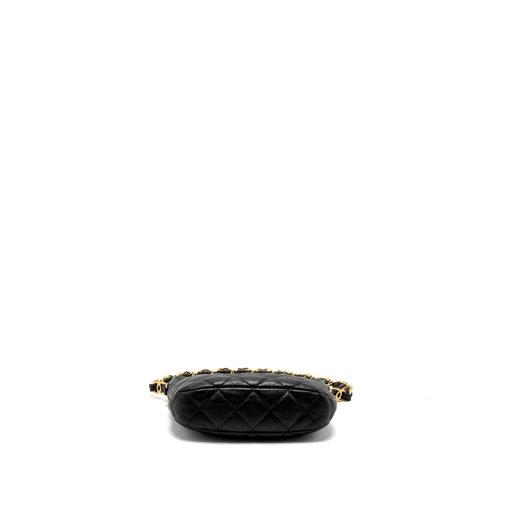 CHANEL 22K HOBO SHOULDER BAG LAMBSKIN BLACK BRUSHED GHW (MICROCHIP)