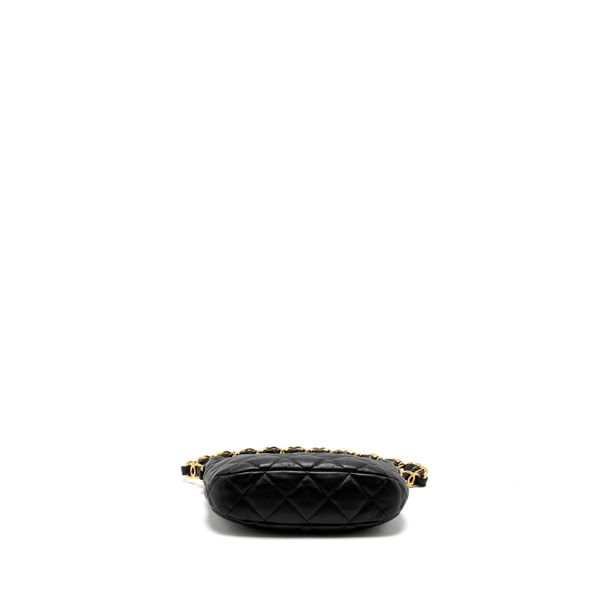 CHANEL 22K HOBO SHOULDER BAG LAMBSKIN BLACK BRUSHED GHW (MICROCHIP)