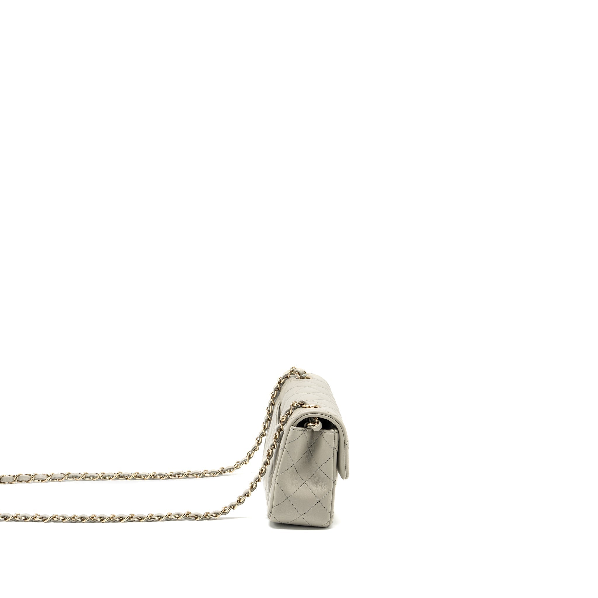 CHANEL 22C MINI RECTANGULAR FLAP BAG LAMBSKIN GREY LGHW (MICROCHIP)
