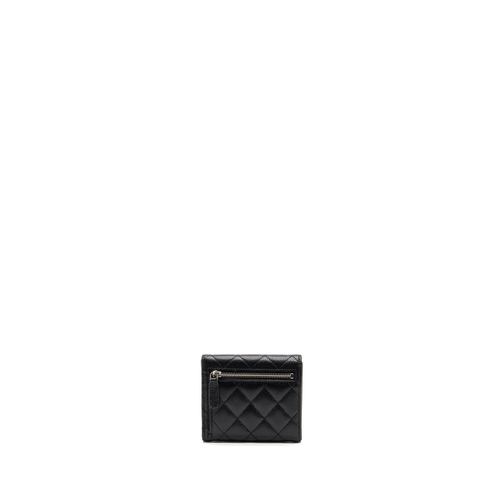 CHANEL CLASSIC COMPACT WALLET CAVIAR BLACK SHW (MICROCHIP)