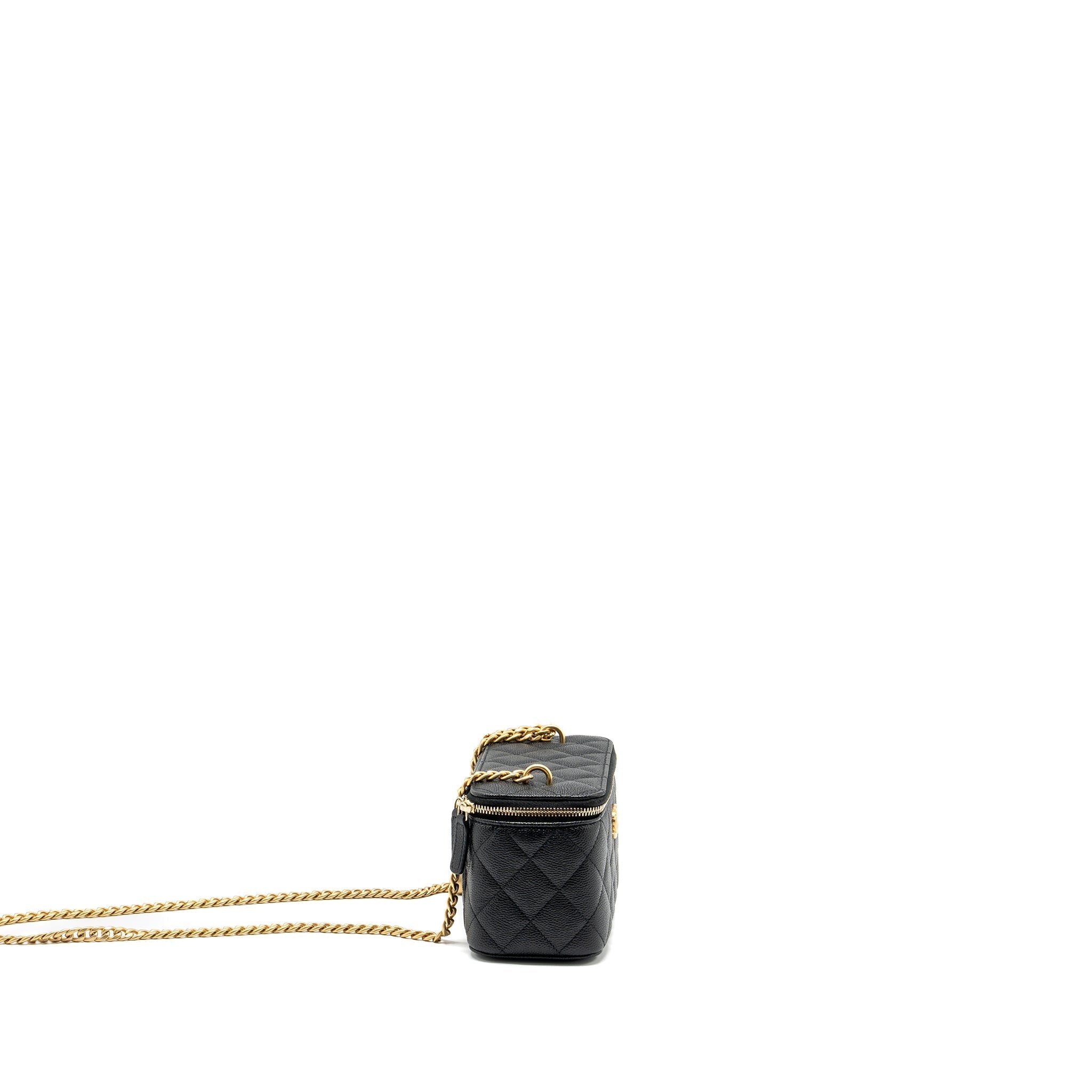 CHANEL COCO LOVE LONG VANITY WITH ADJUSTABLE CHAIN CAVIAR BLACK GHW (MICROCHIP)