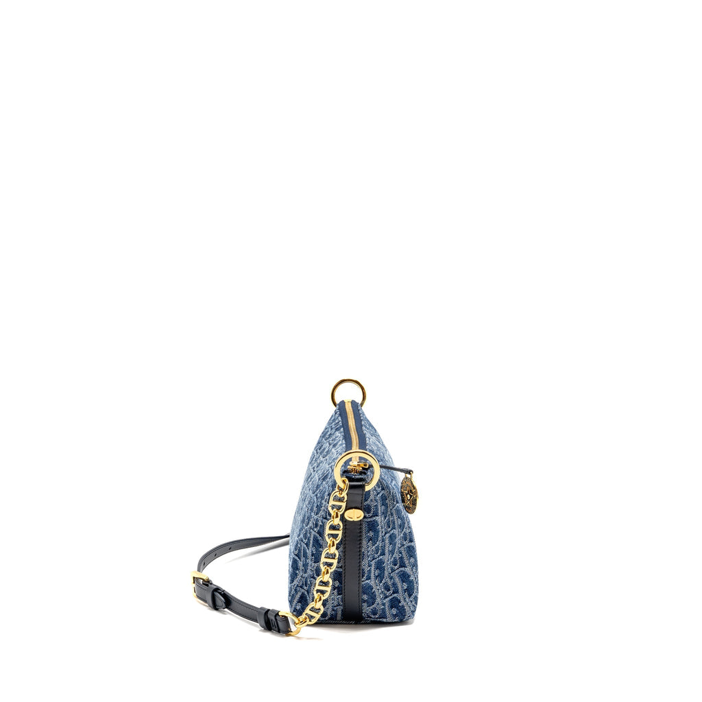 DIOR DIORSTAR OBLIQUE HOBO BAG DENIM BLUE GHW