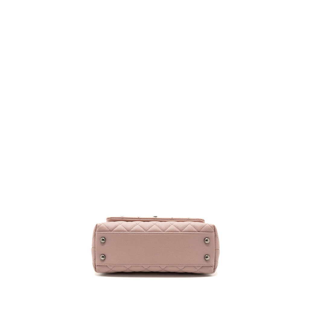 CHANEL SMALL COCO HANDLE CAVIAR LIGHT PINK RUTHENIUM HARDWARE