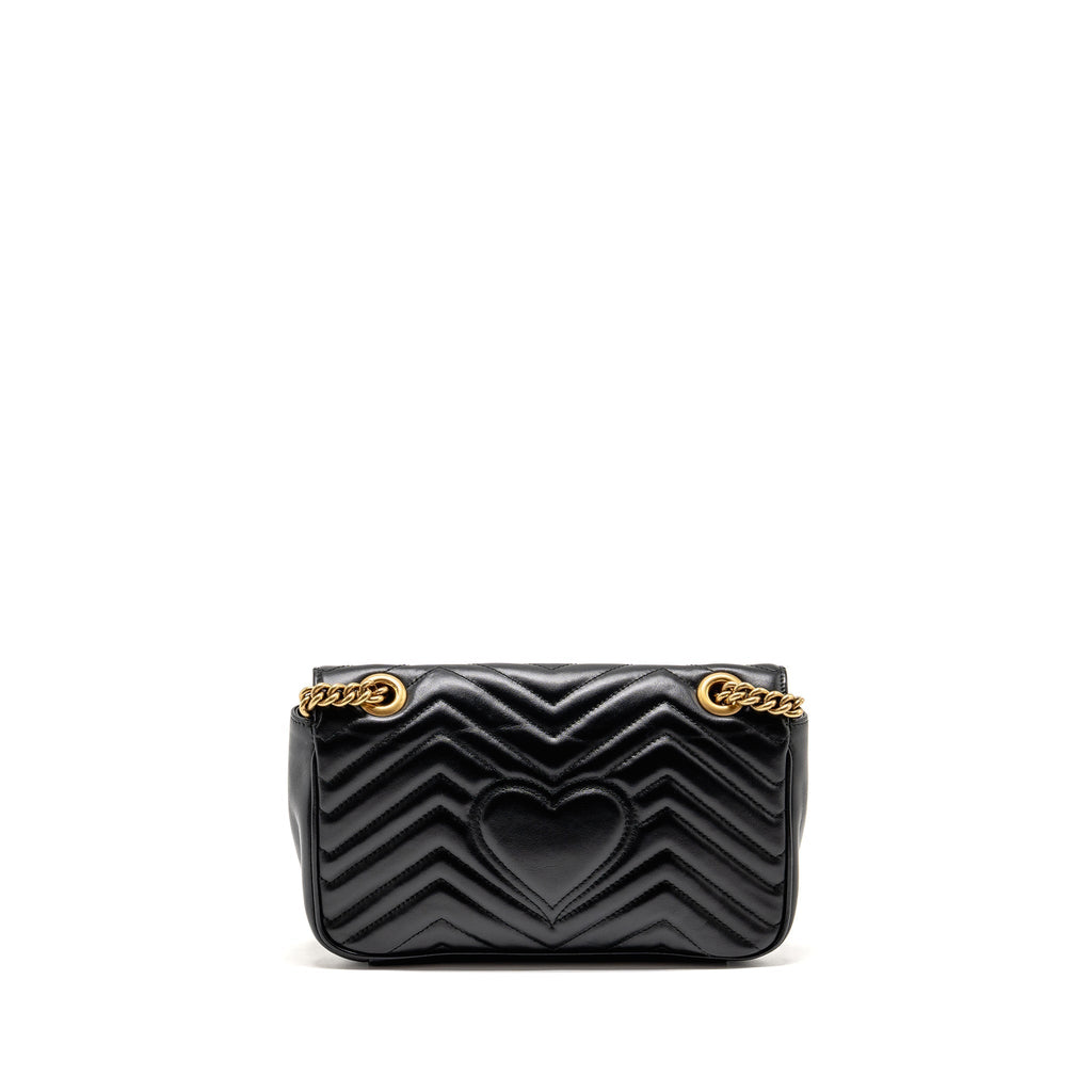 GUCCI MEDIUM GG MARMONT SHOULDER BAG CALFSKIN BLACK GHW