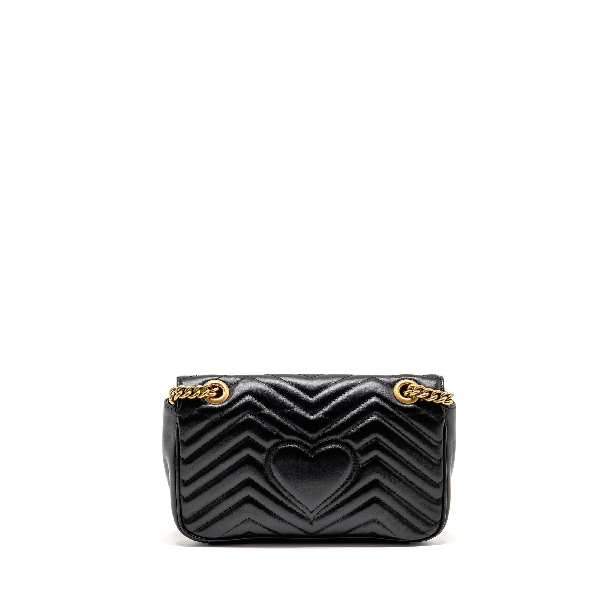 GUCCI MEDIUM GG MARMONT SHOULDER BAG CALFSKIN BLACK GHW