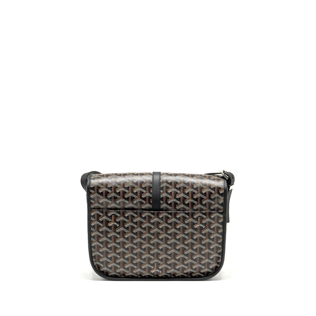 GOYARD BELVEDERE MM MESSENGER BAG GOYARDINE CANVAS/CALFSKIN BLACK SHW