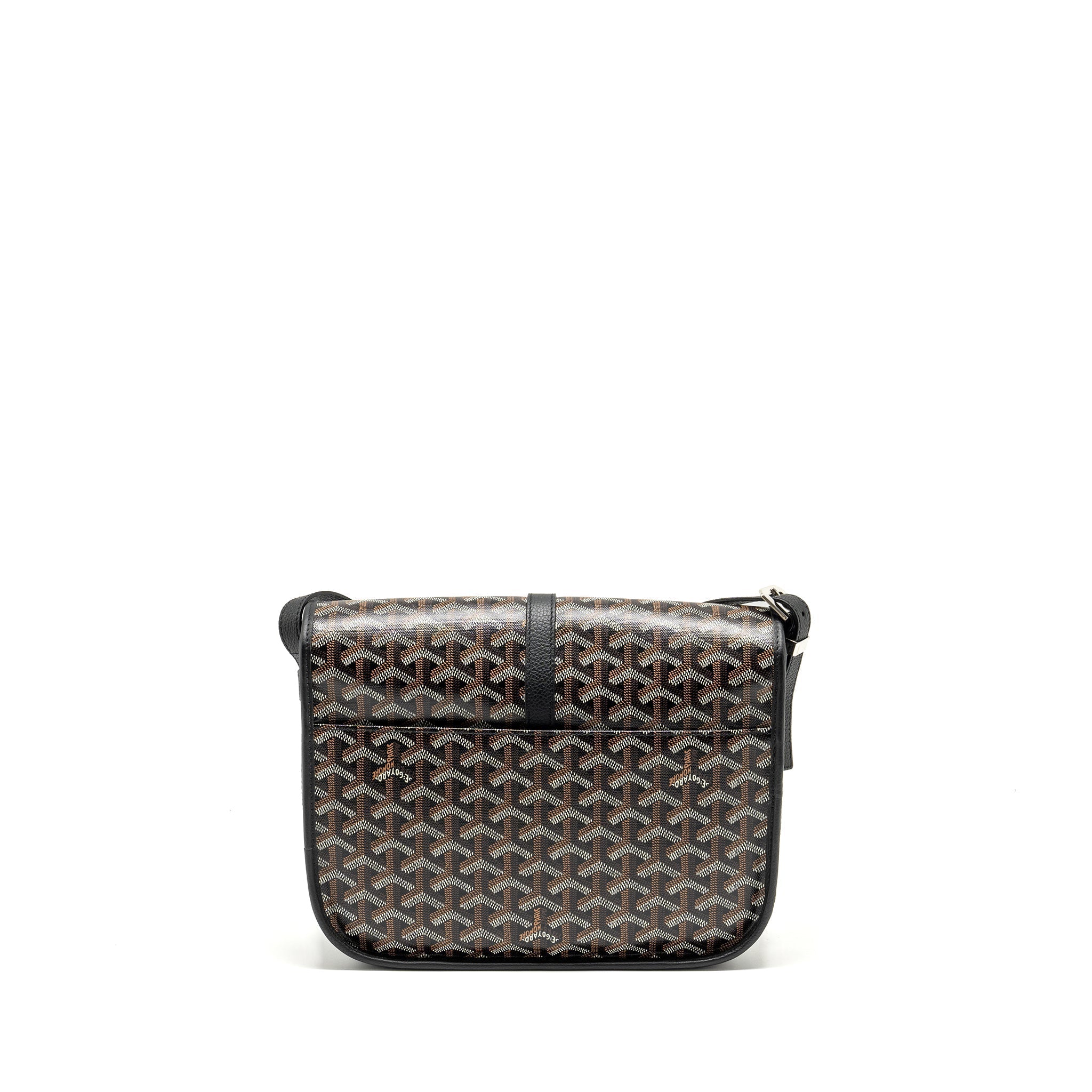 GOYARD BELVEDERE MM MESSENGER BAG GOYARDINE CANVAS/CALFSKIN BLACK SHW