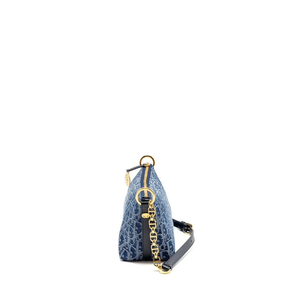 DIOR DIORSTAR OBLIQUE HOBO BAG DENIM BLUE GHW