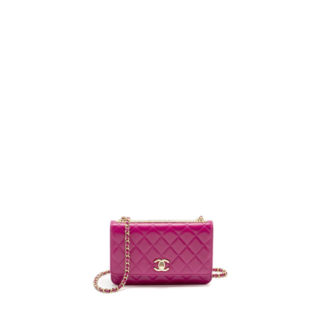 CHANEL TRENDY CC WALLET ON CHAIN LAMBSKIN FUCHSIA GHW
