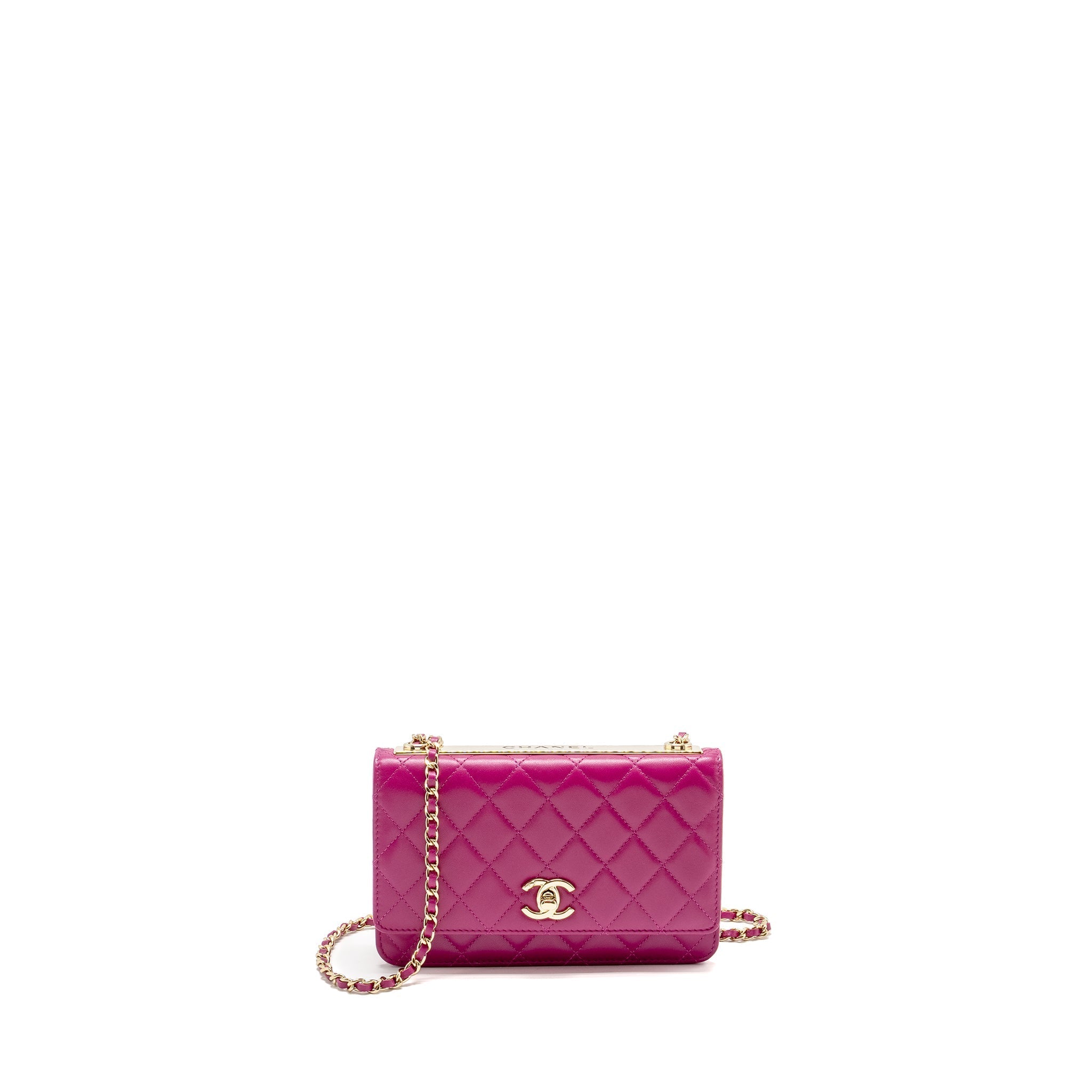 CHANEL TRENDY CC WALLET ON CHAIN LAMBSKIN FUCHSIA GHW