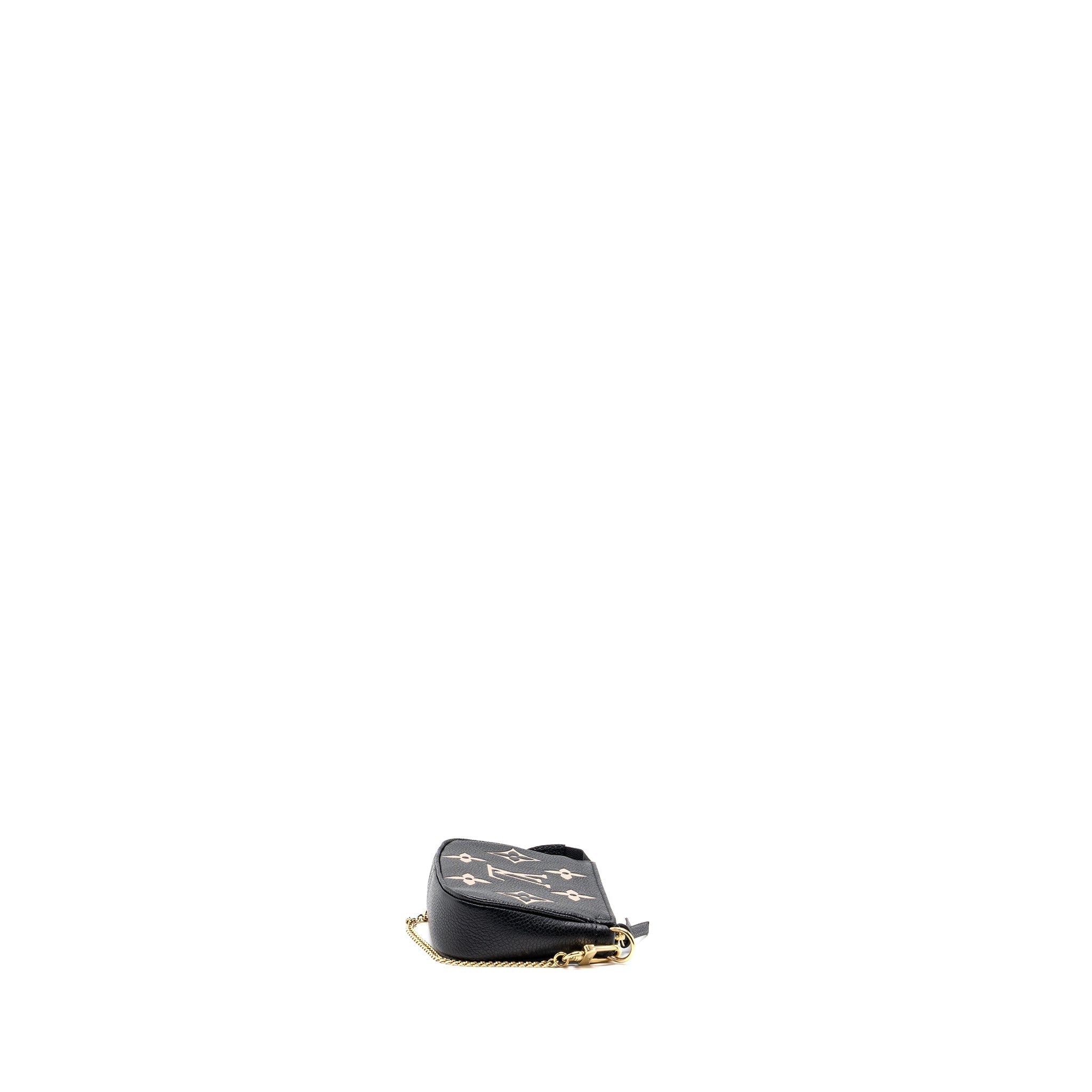 LOUIS VUITTON MINI POCHETTE ACCESSORIES MONOGRAM EMPREINTE BLACK/ BEIGE GHW
