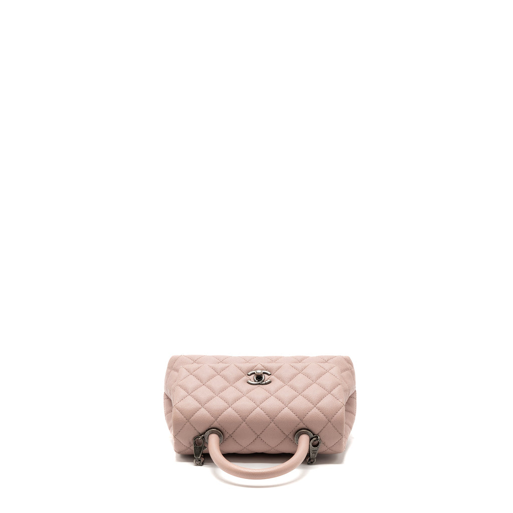 CHANEL SMALL COCO HANDLE CAVIAR LIGHT PINK RUTHENIUM HARDWARE