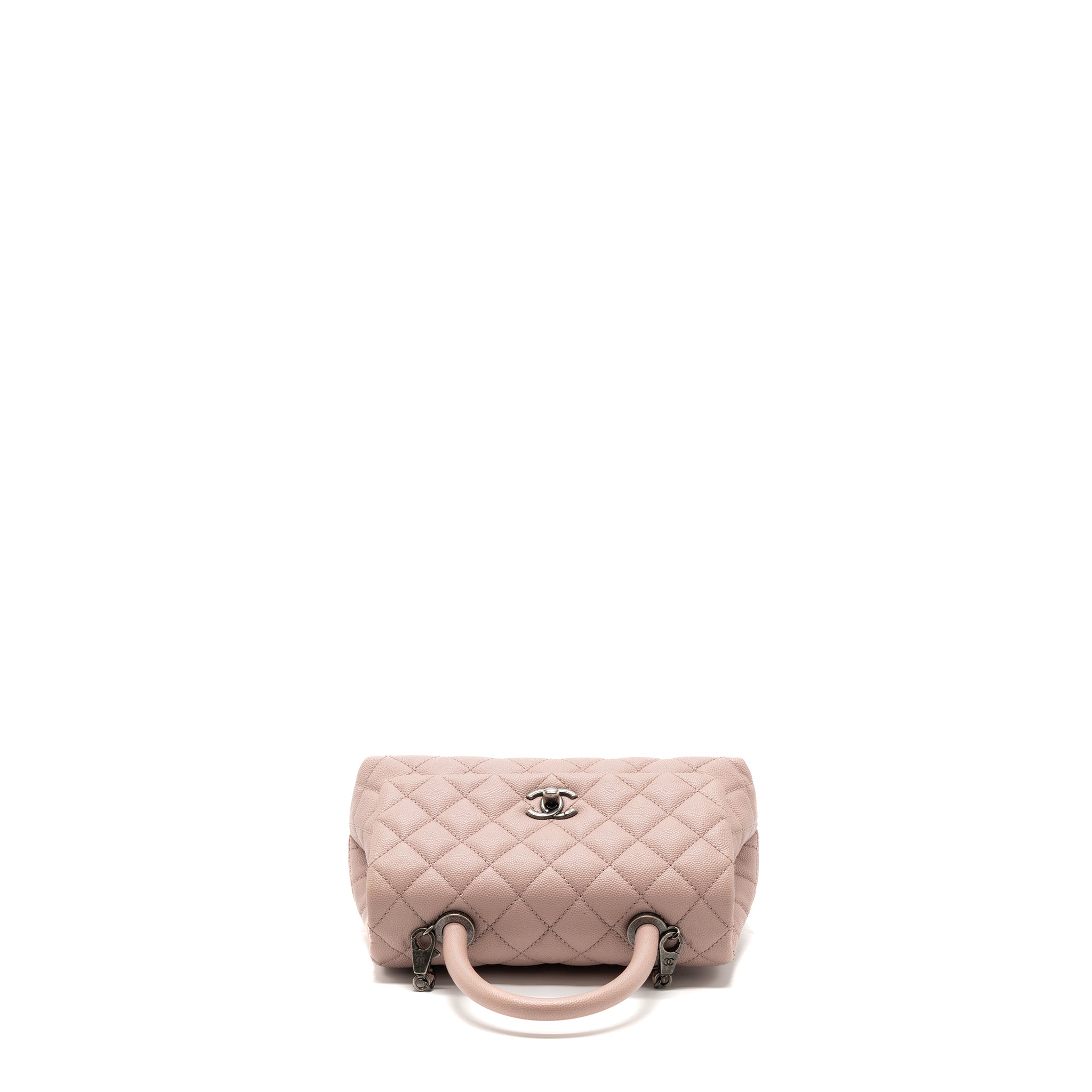 CHANEL SMALL COCO HANDLE CAVIAR LIGHT PINK RUTHENIUM HARDWARE