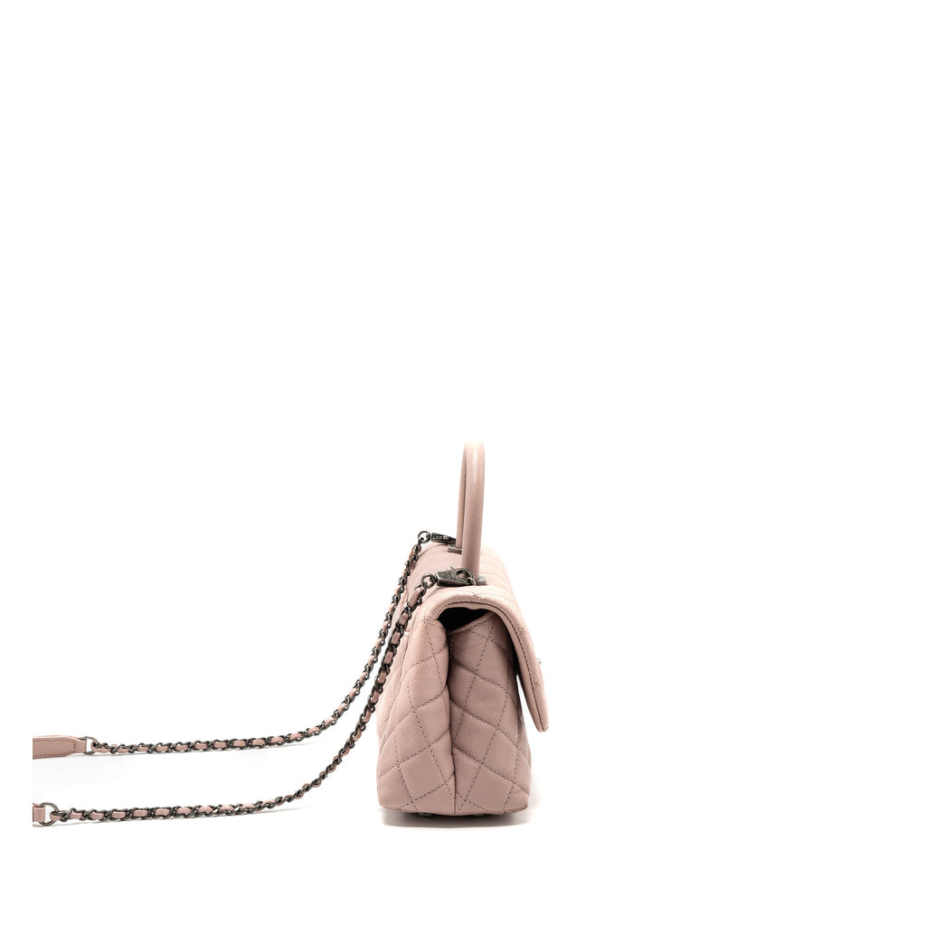CHANEL SMALL COCO HANDLE CAVIAR LIGHT PINK RUTHENIUM HARDWARE