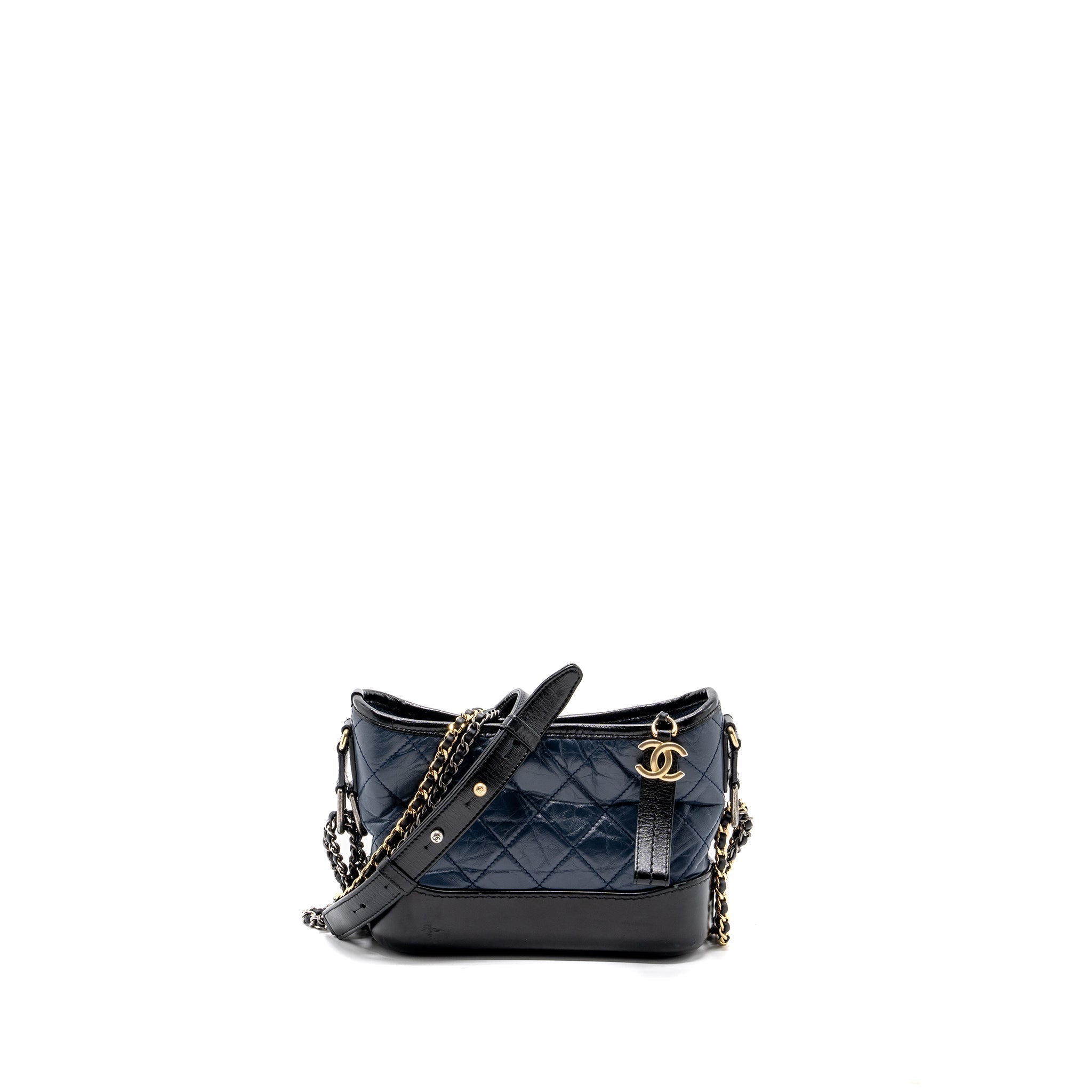 CHANEL SMALL GABRIELLE HOBO BAG CALFSKIN BLUE / BLACK MULTICOLOR HARDWARE