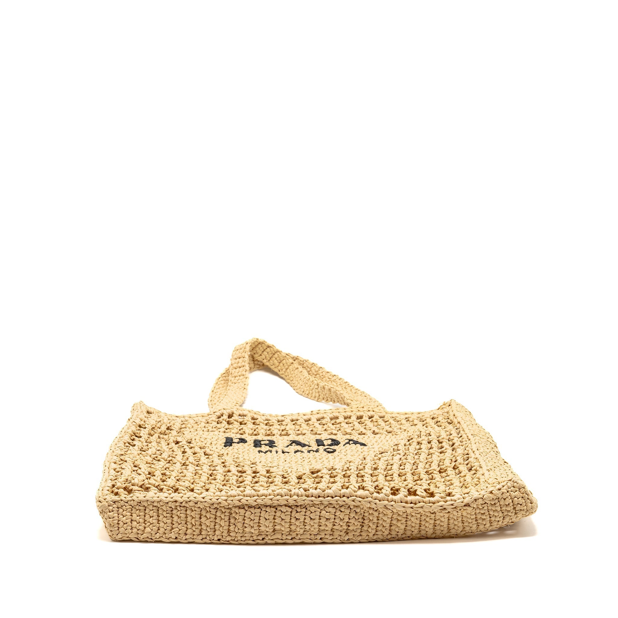PRADA CROCHET TOTE BAG RAFFIA NATURAL