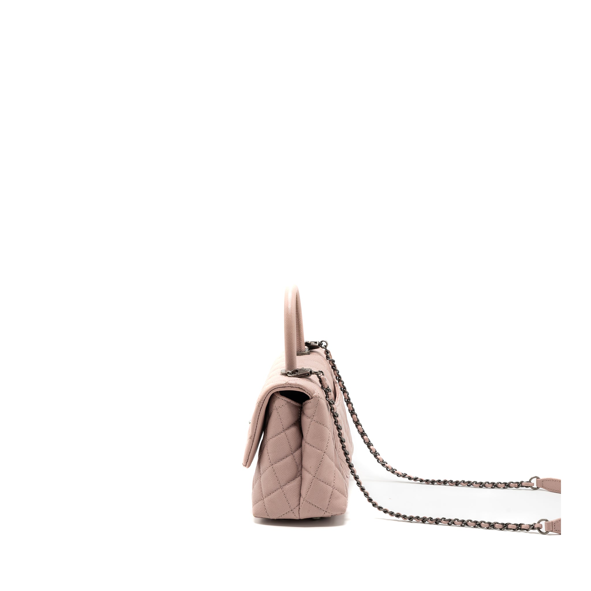 CHANEL SMALL COCO HANDLE CAVIAR LIGHT PINK RUTHENIUM HARDWARE