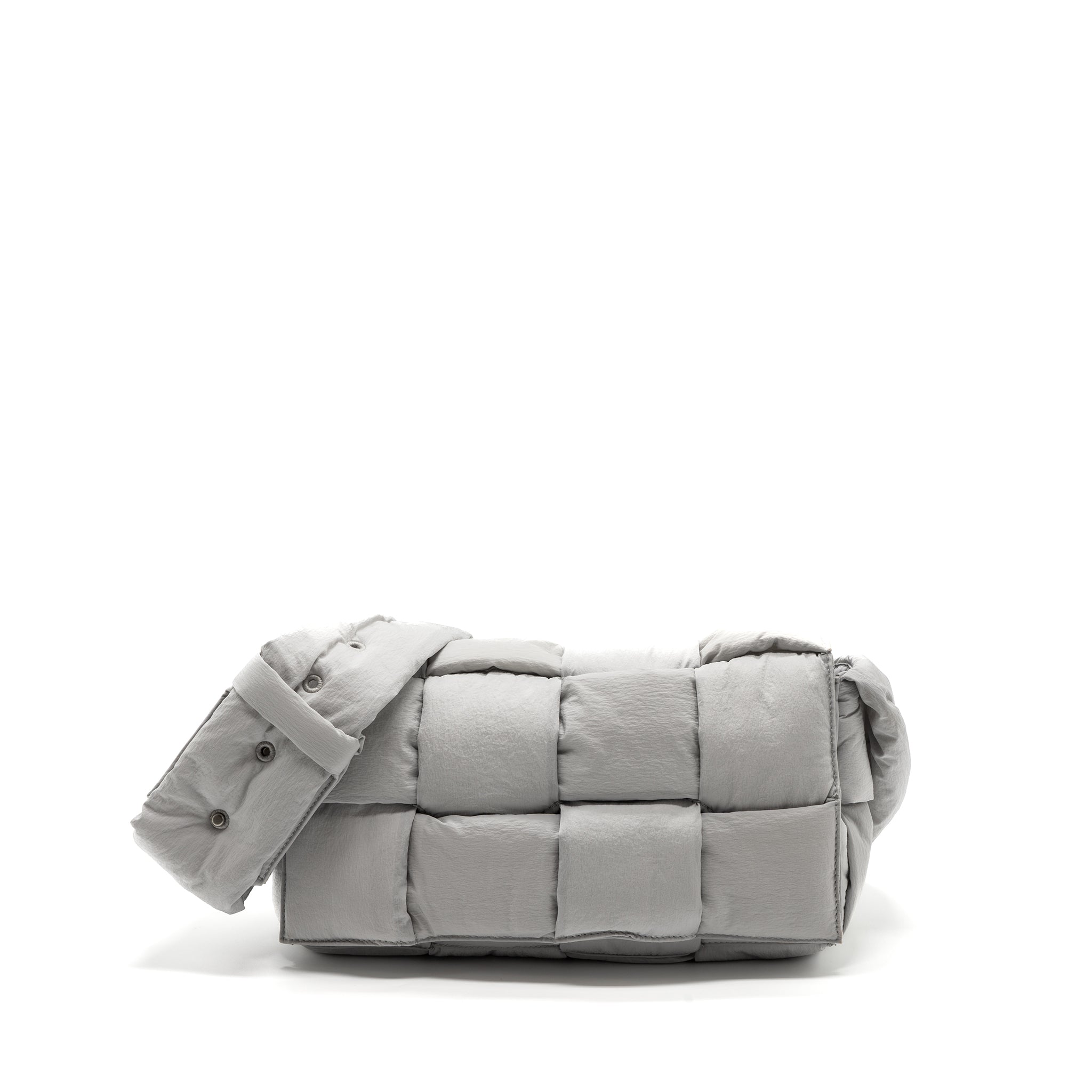 BOTTEGA VENETA PADDED TECH CASSETTE INTRECCIO NYLON LIGHT GREY SHW