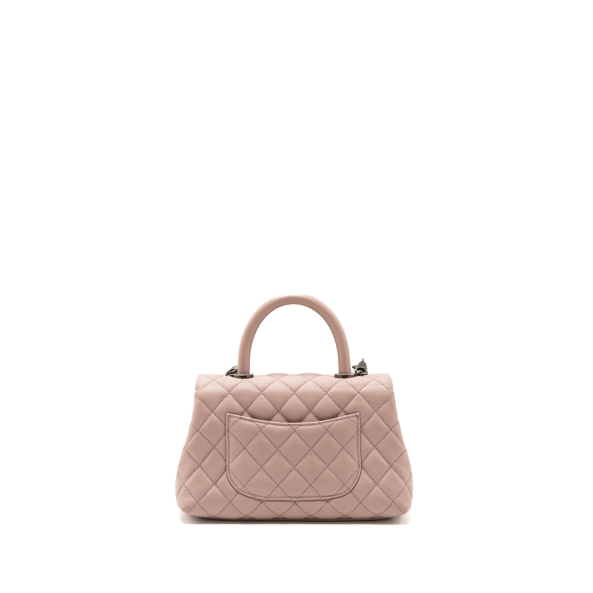 CHANEL SMALL COCO HANDLE CAVIAR LIGHT PINK RUTHENIUM HARDWARE