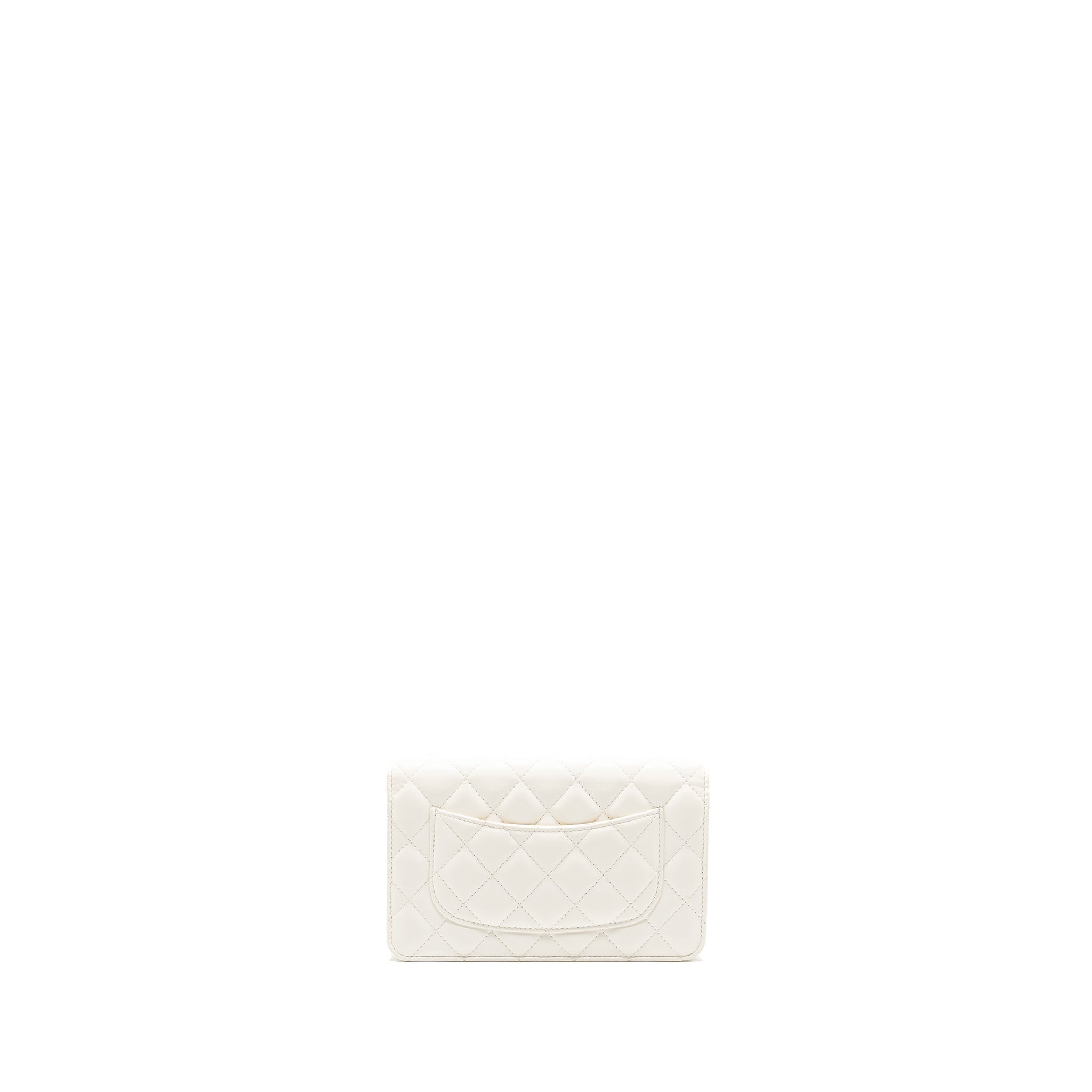 CHANEL PEARL CRUSH WALLET ON CHAIN LAMBSKIN WHITE GHW (MICROCHIP)