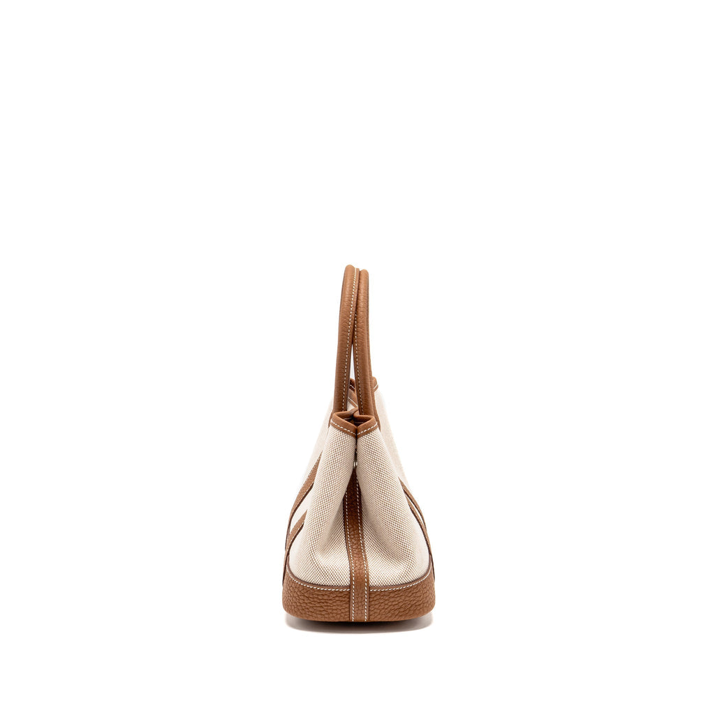 HERMES NEO GARDEN PARTY 23 CANVAS/NEGONDA ECRU-BEIGE/GOLD SHW