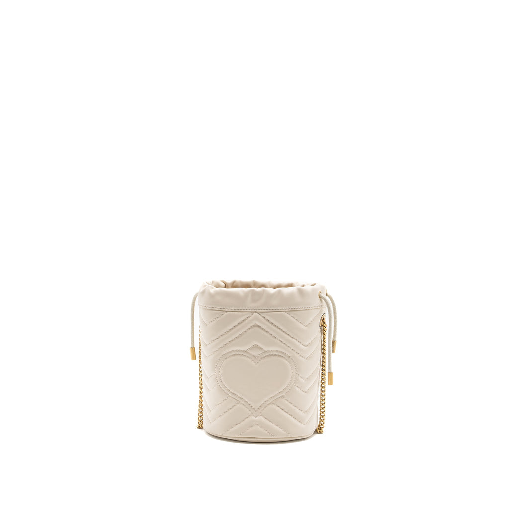 GUCCI GG MARMONT MINI BUCKET BAG CALFSKIN WHITE GHW