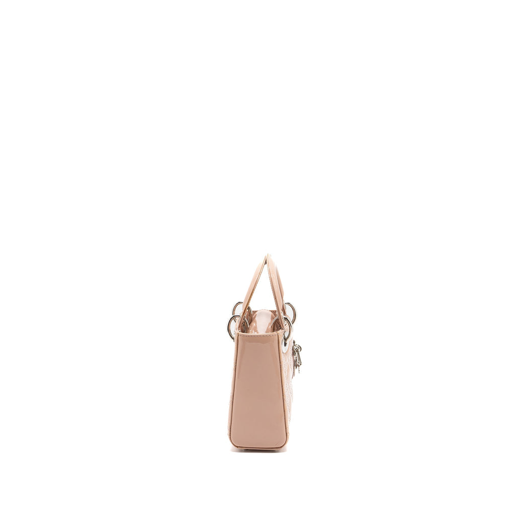 DIOR MINI LADY DIOR PATENT LEATHER LIGHT PINK SHW