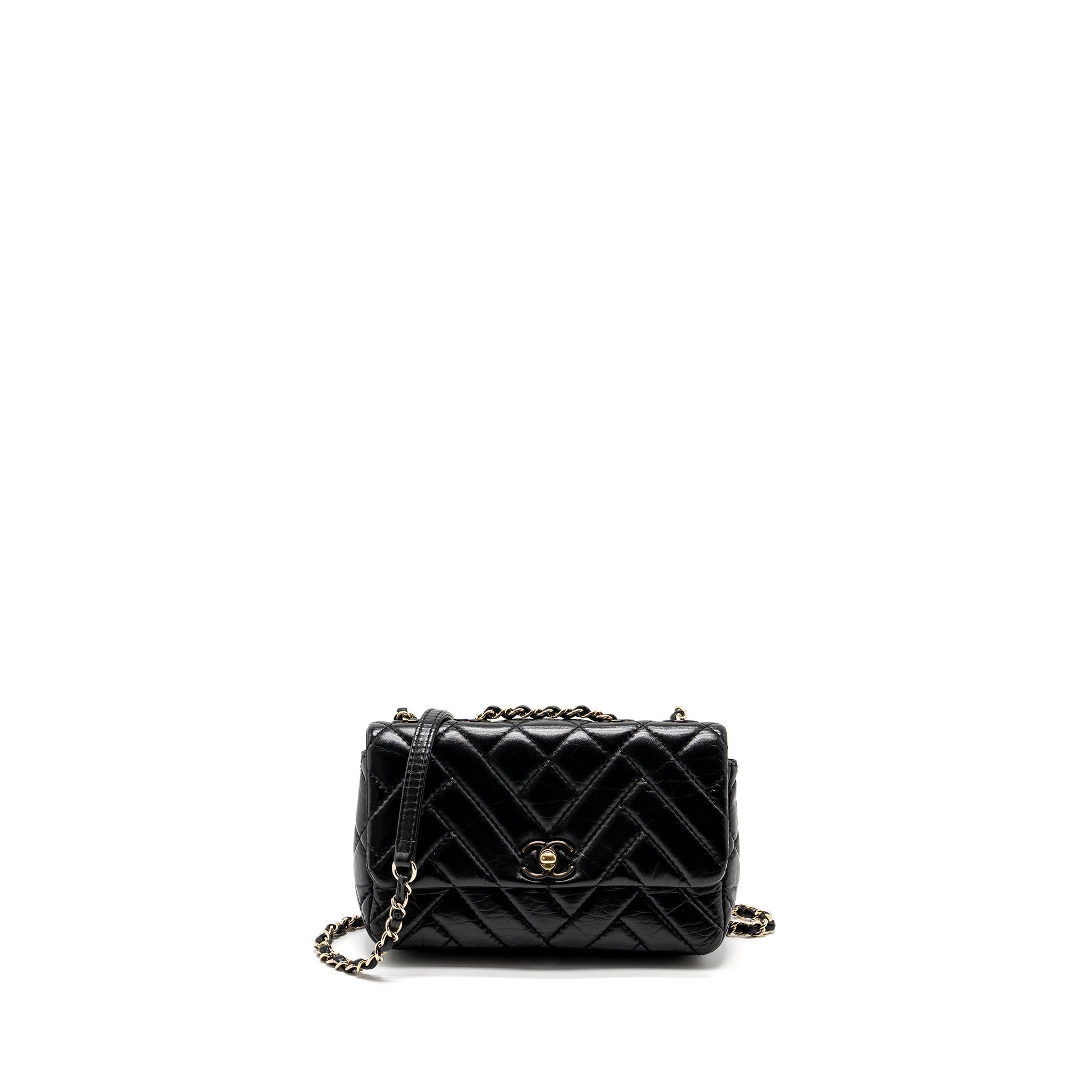 CHANEL MONT COCO MINI FLAP BAG SHINY LAMBSKIN BLACK LGHW
