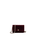 CHANEL CRYSTAL PEARL CRUSH WALLET ON CHAIN VELVET BURGUNDY LGHW