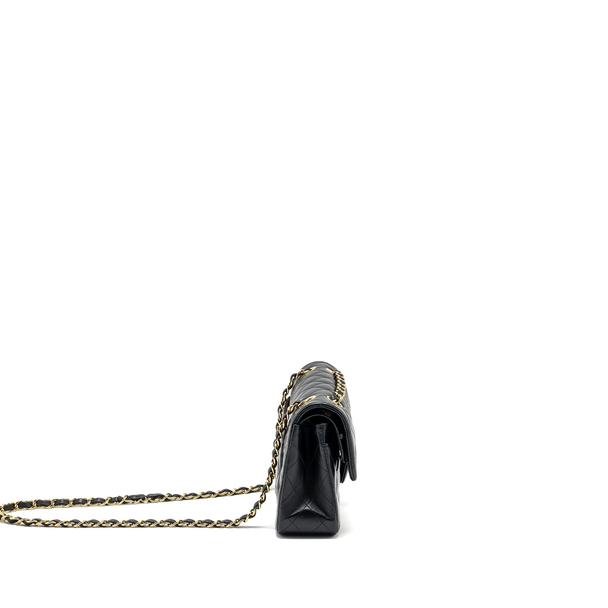 CHANEL SMALL CLASSIC DOUBLE FLAP BAG LAMBSKIN BLACK GHW