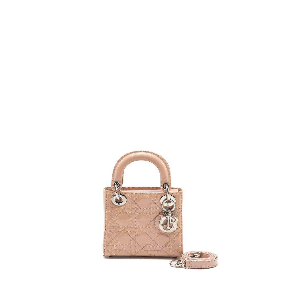 DIOR MINI LADY DIOR PATENT LEATHER LIGHT PINK SHW