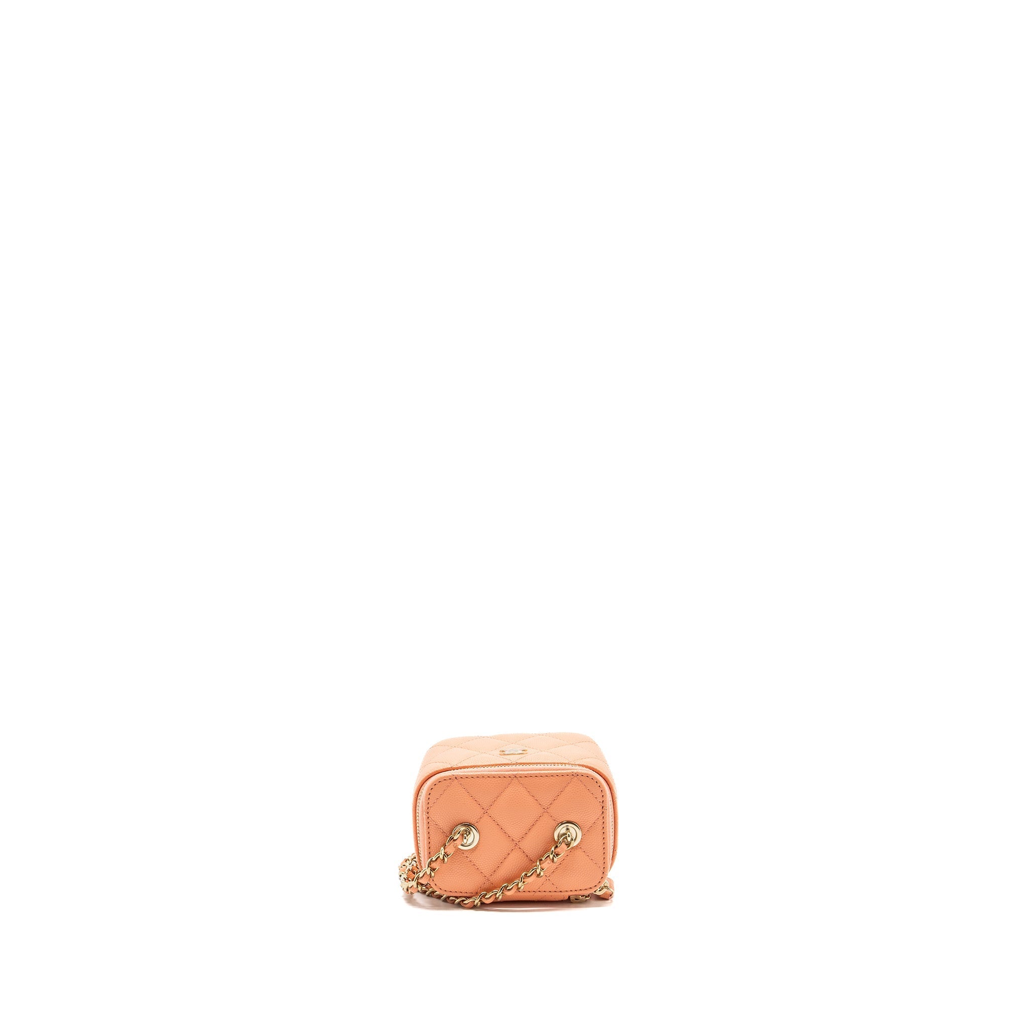 CHANEL MINI VANITY WITH CHAINS CAVIAR CORAL PINK LGHW(MICROCHIP)