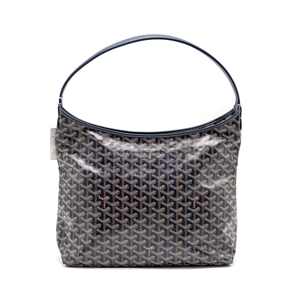GOYARD BOHEME HOBO BAG GOYARDINE CANVAS/CALFSKIN NAVY SHW