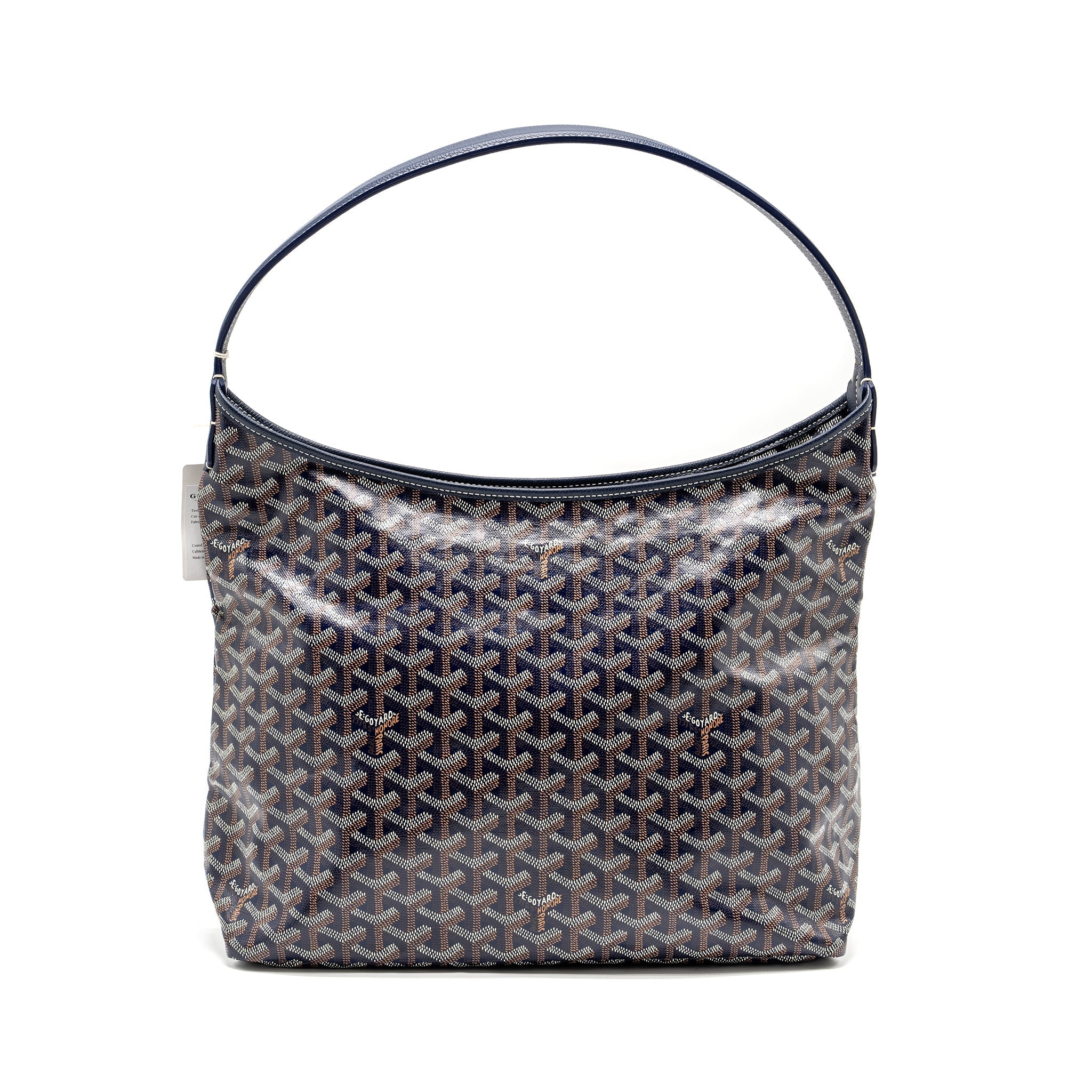 GOYARD BOHEME HOBO BAG GOYARDINE CANVAS/CALFSKIN NAVY SHW