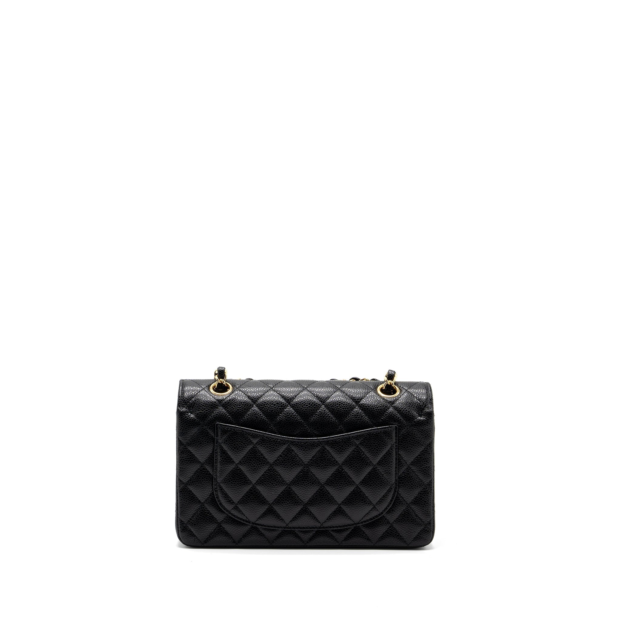 CHANEL SMALL CLASSIC DOUBLE FLAP BAG CAVIAR BLACK GHW