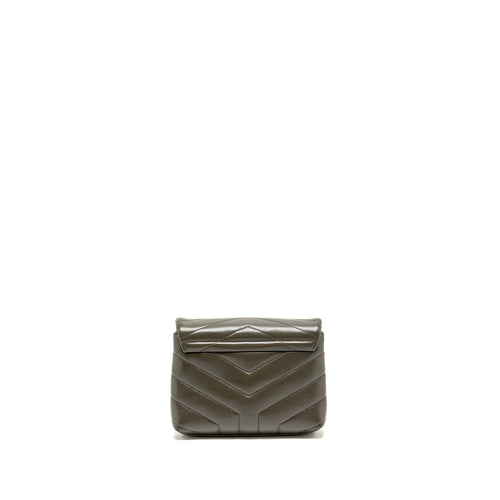 SAINT LAURENT/YSL MINI TOY LOULOU STRAP BAG CALFSKIN DARK GREEN GHW