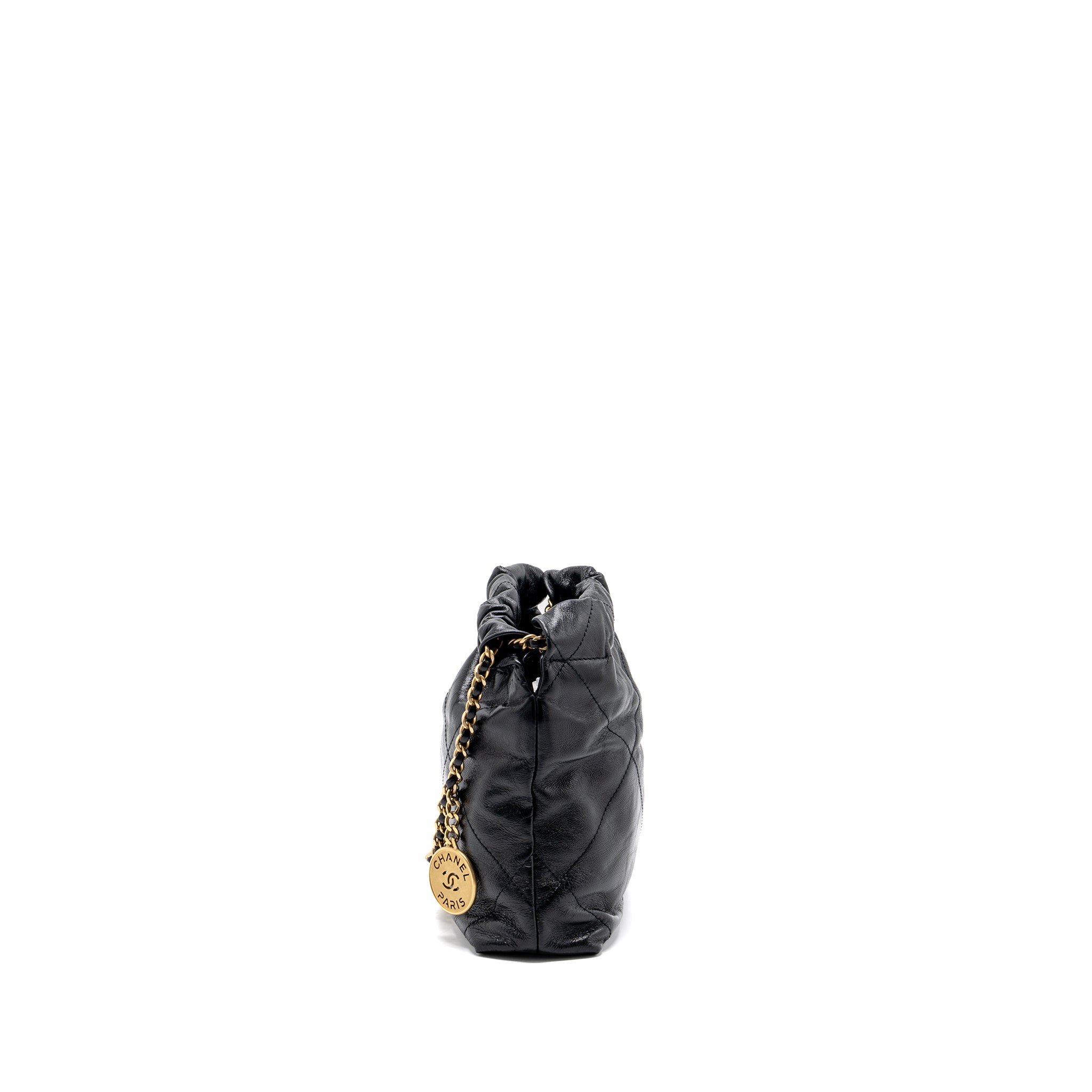 CHANEL 23S MINI 22 BAG WITH PEARL SHINY CALFSKIN GHW (MICROCHIP)