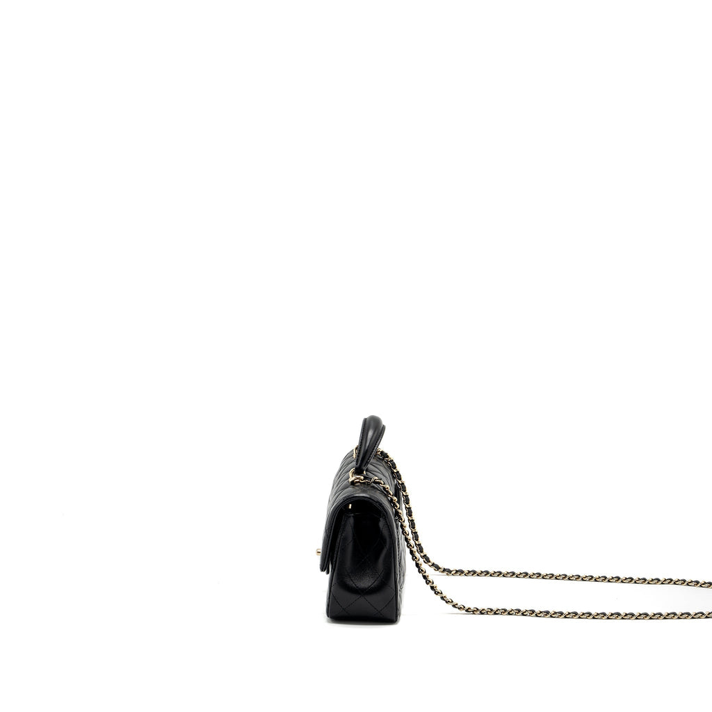CHANEL TOP HANDLE MINI RECTANGULAR LAMBSKIN BLACK LGHW(MICROCHIP)