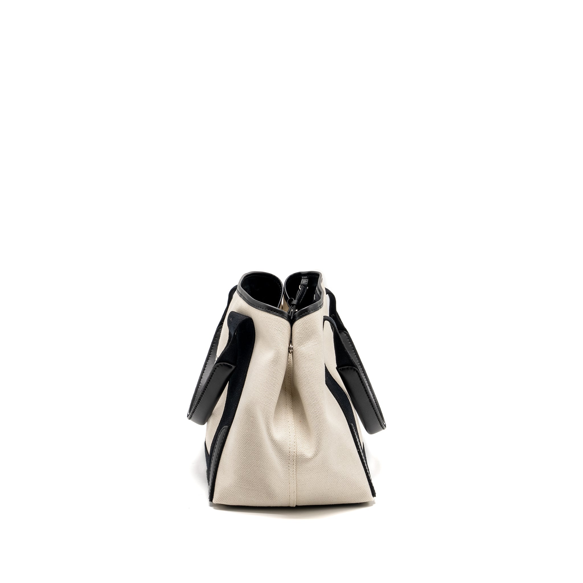BALENCIAGA CABAS TOTE BAG CANVAS/CALFSKIN NATURAL/BLACK SHW