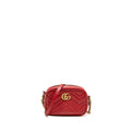 GUCCI GG MARMONT MATELASSE CAMERA BAG RED LEATHER RED GHW