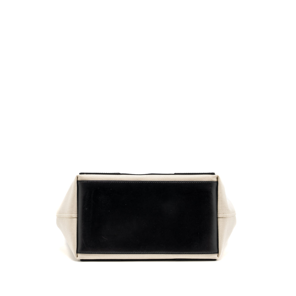 BALENCIAGA CABAS TOTE BAG CANVAS/CALFSKIN NATURAL/BLACK SHW