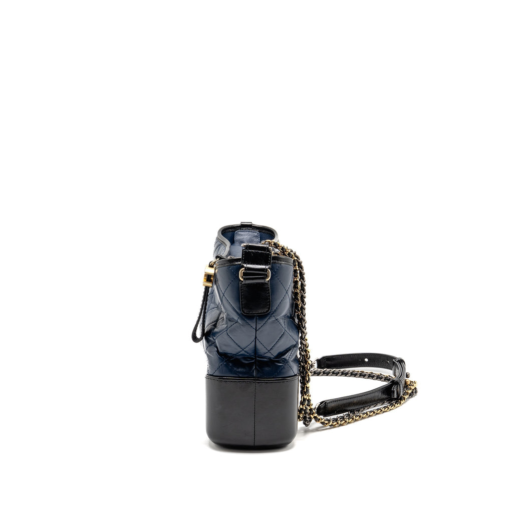 CHANEL GABRIELLE HOBO BAG AGED CALFSKIN NAVY/BLACK MULTICOLOURED HARDWARE