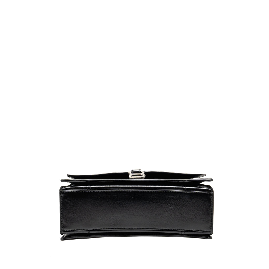 BALENCIAGA MEDIUM CRUSH SHOULDER BAG CALFSKIN LEATHER BLACK SHW